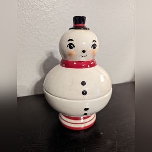 Johanna Parker Snowman Candy Dish Holiday Decor Winter Christmas